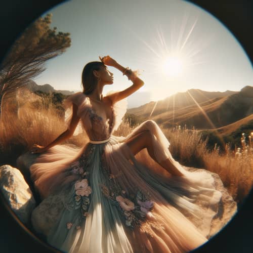 Elegant Woman in Ethereal Pastel Colors | Serene Outdoor Pose