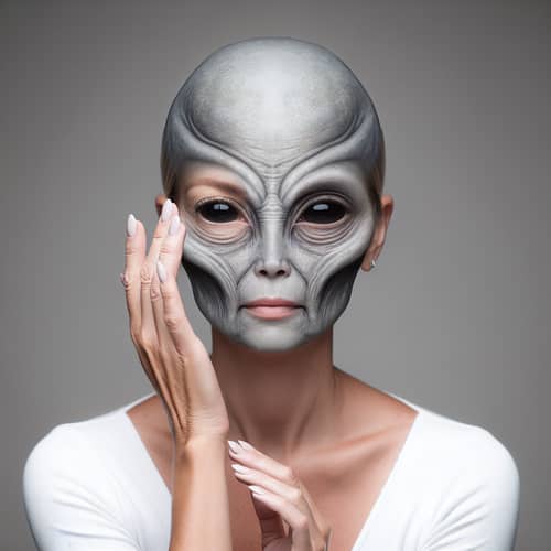 Woman Transformation to Grey Alien - Extraterrestrial Metamorphosis