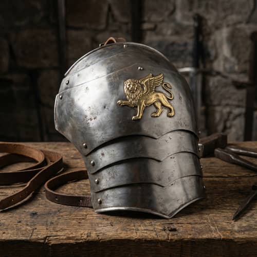 Medieval Spaulders with Winged Lion Emblem Medieval Spaulders with Winged Lion Emblem