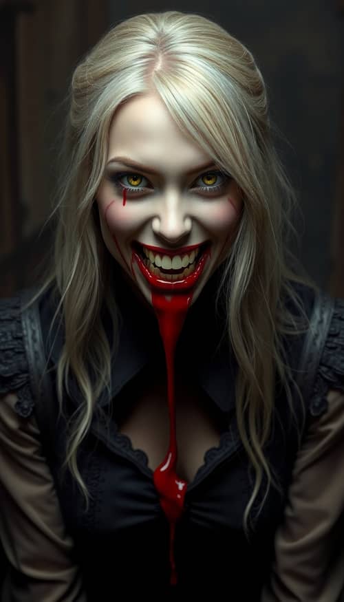 Gothic Blonde Vampire Art: Beautiful Yet Scary