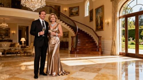 Luxury Living: Wealthy Couple in a Mansion Luxury Living: Wealthy Couple in a Mansion