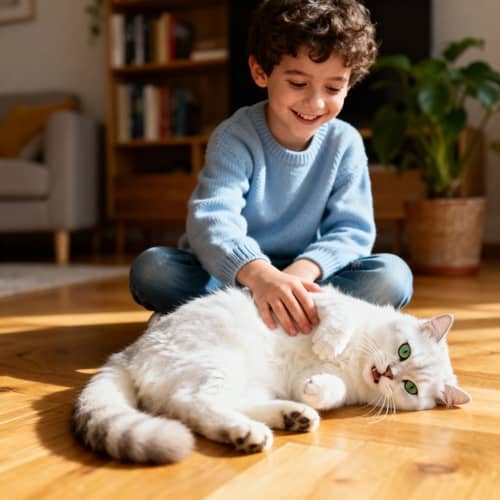 Cute Child with Cat Image Cute Child with Cat Image