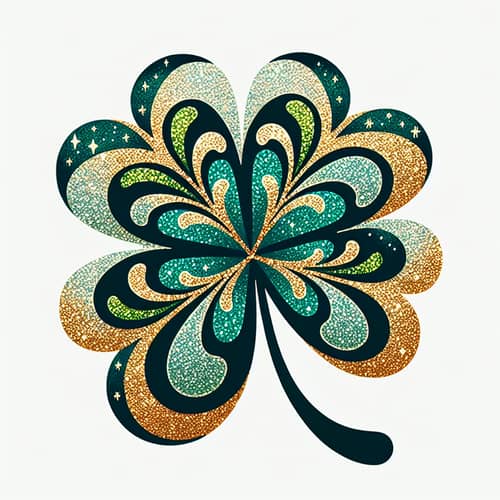 Bohemian Four-Leaf Clover with Silver and Gold Glitter | St. Patrick's Day