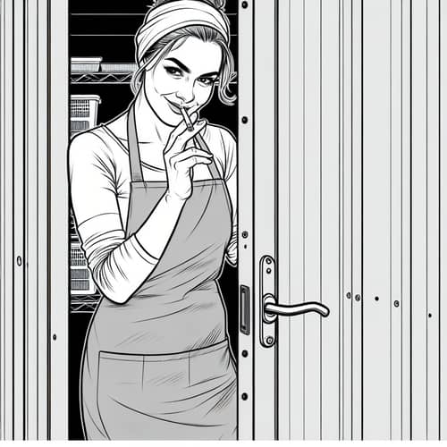 European Cleaning Lady Sketch | Solitude in Cleaning Company Warehouse