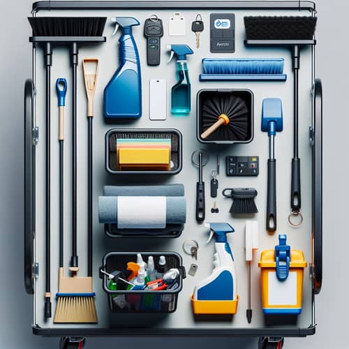 Office Cleaning Set with Key & Access Card | Top View Cart Display