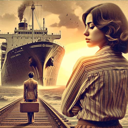 Nostalgic Farewell Scene: Love and Longing on a 70s Ship