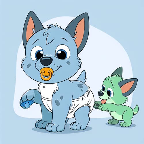 Adorable Heeler Puppy Cartoon Inspired by Bluey Series