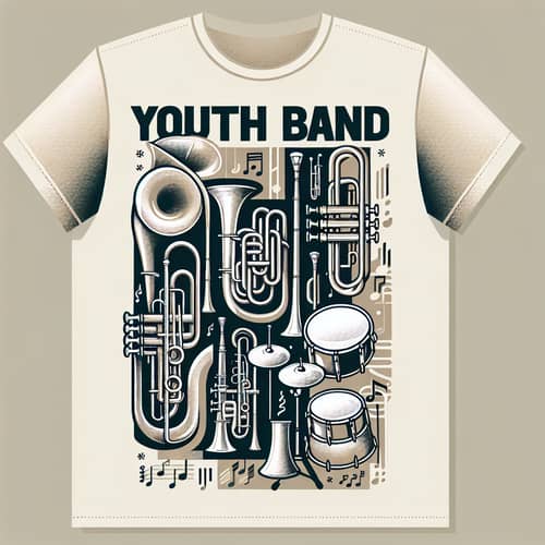 Youth Band T-Shirt Design with Musical Instruments