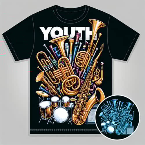 Youth Band T-Shirt Design with Musical Instruments