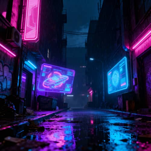 Futuristic Cyberpunk Aesthetic in Neon Colors