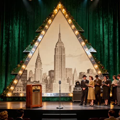 1940s Live Radio Show Christmas NYC Skyline