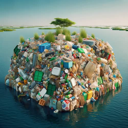 Unique Floating Island Made of Discarded Household Waste in Lagos Lagoon