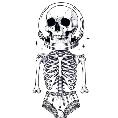 Humorous Adult Coloring Page: Skull Wearing Panties