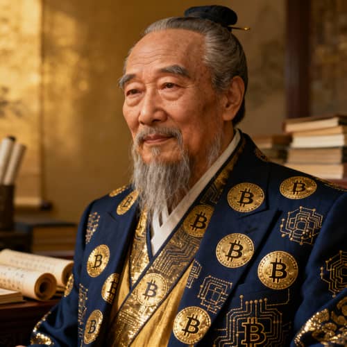 Confucius with Bitcoin Livery - Photorealistic Artwork