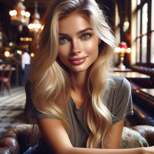 Stylish 24-Year-Old Woman in Italian Café | Easy-Going Vibe