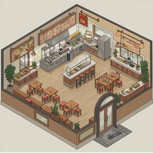 Cart Noodle Restaurant Floor Plan Design