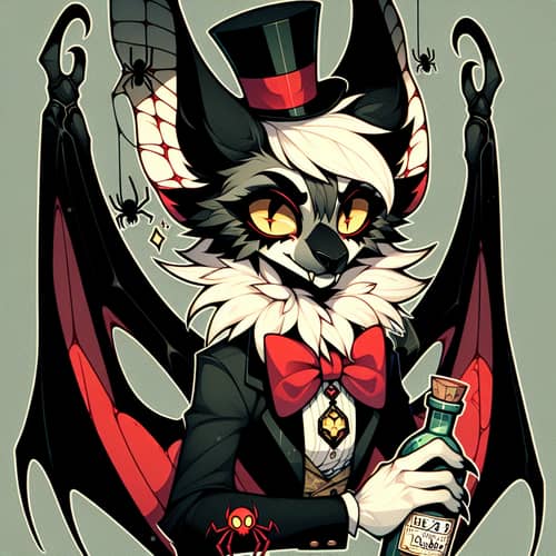 Stylized Bat-Spider Creature with Victorian Gothic Charm