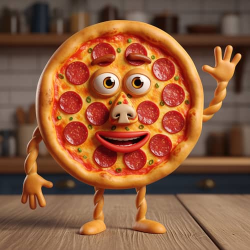 Unique Talking Pizza with Eyes and Arms Unique Talking Pizza with Eyes and Arms