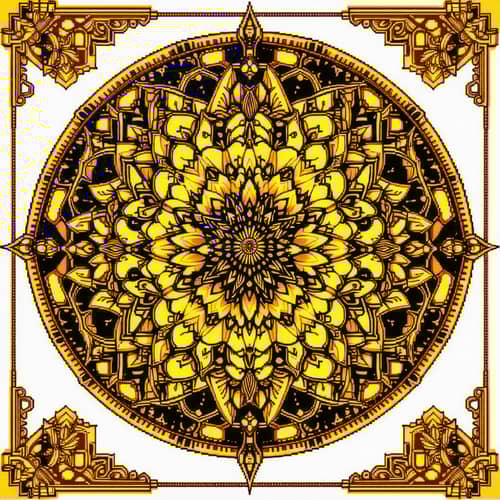 Golden Pixel Mandala Art for Minecraft