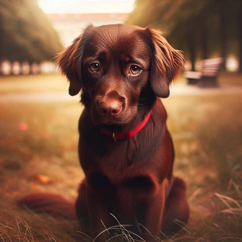 Forlorn Dog in a Park | Heartfelt Image of a Sad Pet