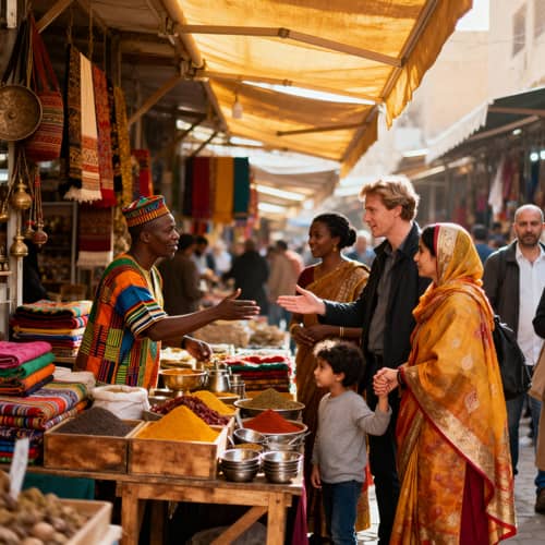 Multinational Trading at Vibrant Market