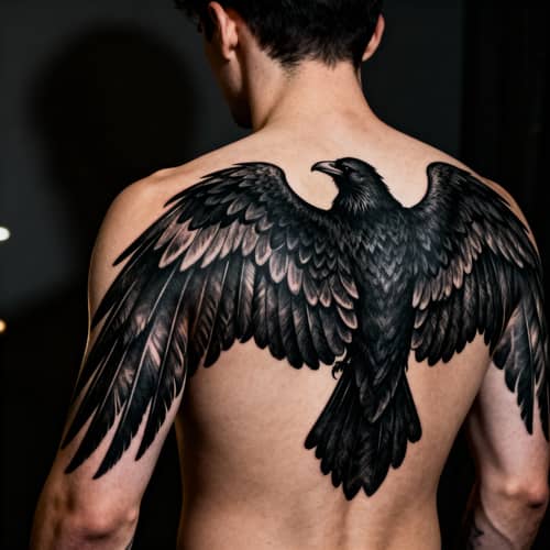 Stunning Raven Wing Tattoo Design for Men