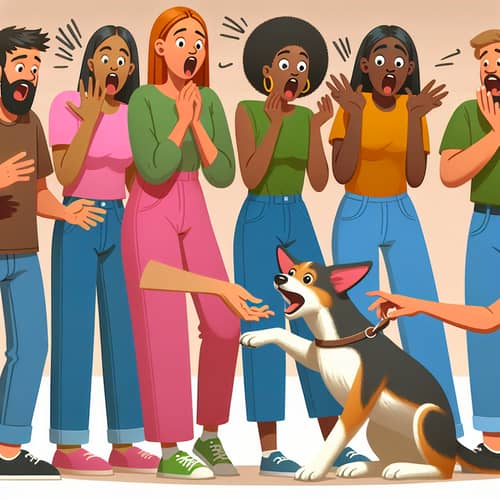 Surprised People React to Playful Dog with Friendly Behavior