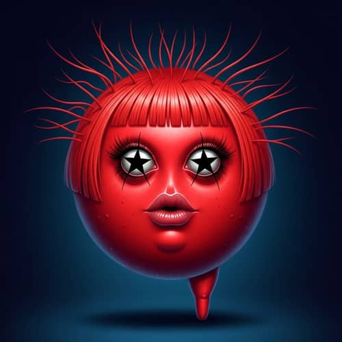 Red Monster with Star-Shaped Eyes