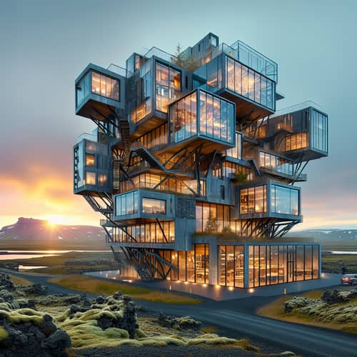 Innovative Design of Three-Floor Building in Icelandic Landscape