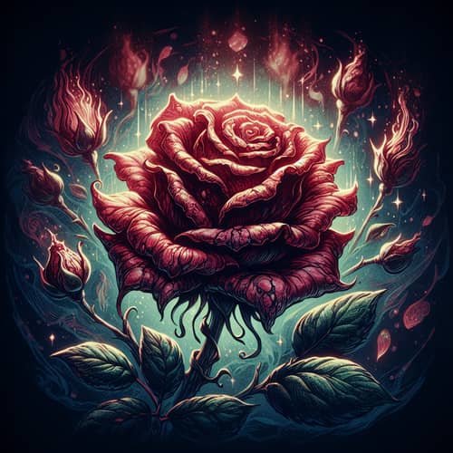 Mystical Rose Under Dark Magic - Tale of Wilted Beauty