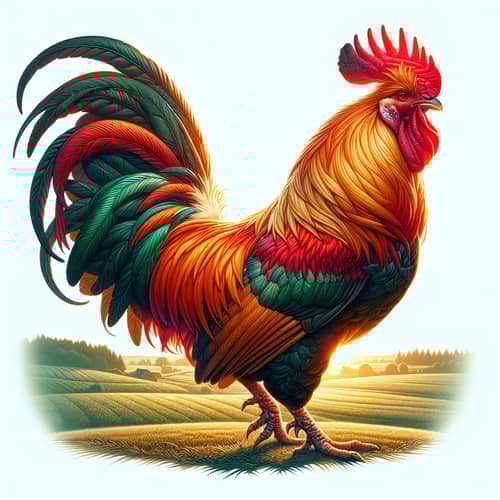 Vibrant Rooster at Sunrise | Farm Setting