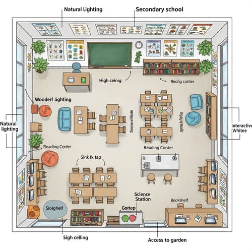 Detailed Classroom Floorplan for Secondary Schools
