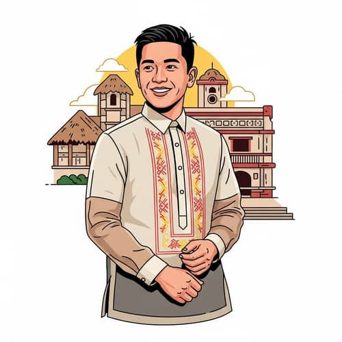 Stylized Filipino Barong Tagalog Illustration