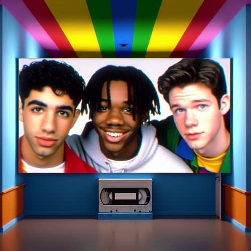 Colorful Hallway with Diverse Young Men | Toy Commercial Vibe