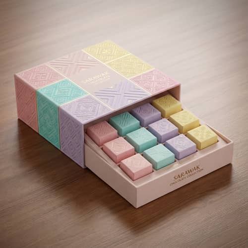 Elegant Chocolate Packaging with Linangkit Patterns