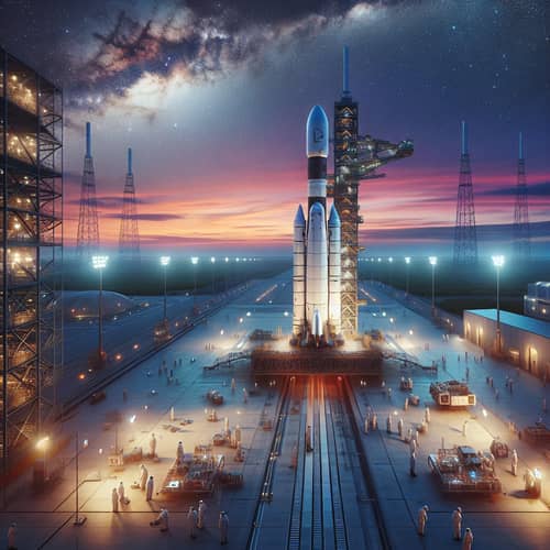 Grand Space Rocket Launch at Expansive Spaceport