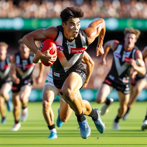 Asian AFL Footballer: Lightning-Fast Action Shot