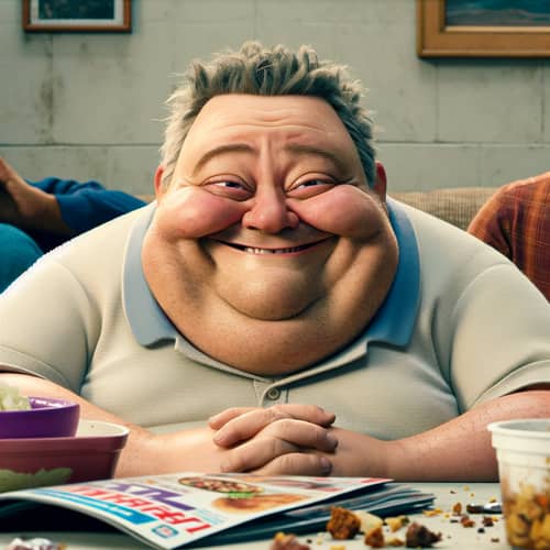 Comical Middle-Aged Man Grinning | Messy Setting