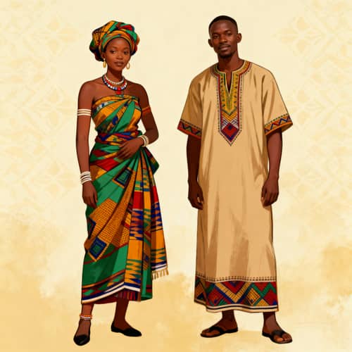 Traditional Tanzanian Clothing Illustration Traditional Tanzanian Clothing Illustration