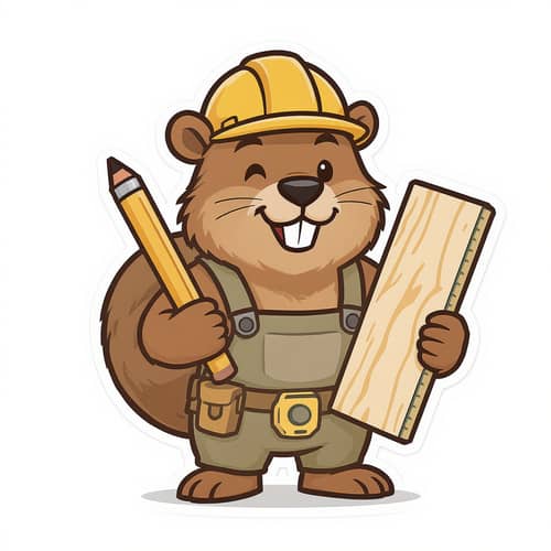Friendly Beaver Carpenter Mascot for Plywood