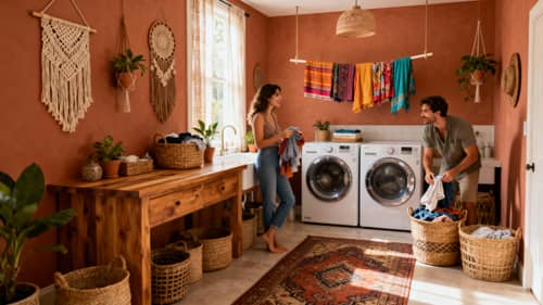 Beautiful Boho Chic Laundry Room Ideas