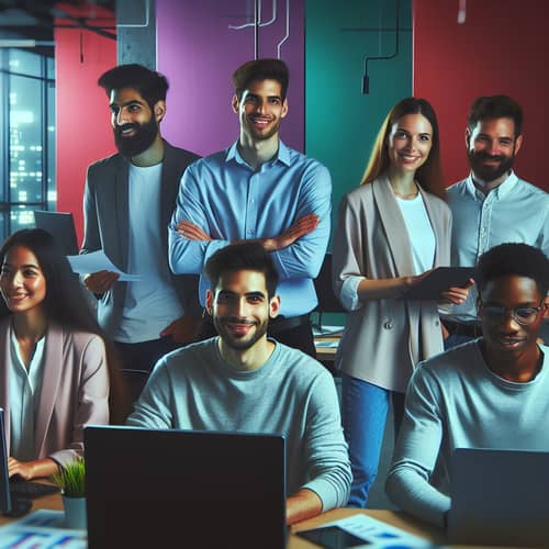 Diverse Team Collaboration in Modern Office Environment