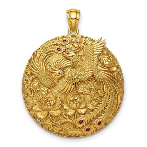 Elegant Gold Pendant with Traditional Chinese Patterns