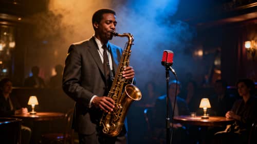 Live Saxophone Performance in a Jazz Bar Live Saxophone Performance in a Jazz Bar