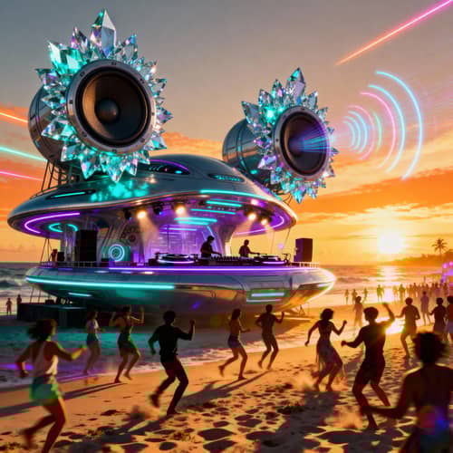 Alien Spaceship DJ Booth on Sunset Beach