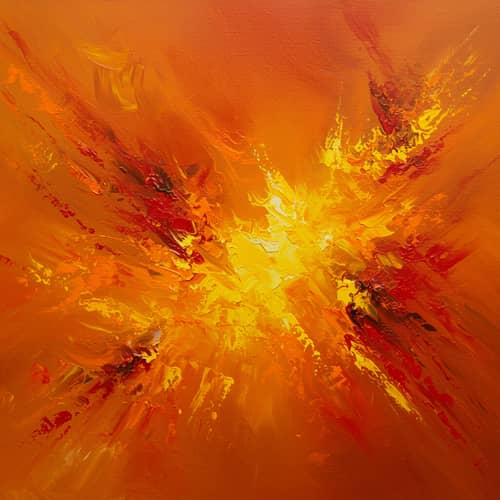 Vibrant Abstract Canvas in Orange and Yellow Shades Vibrant Abstract Canvas in Orange and Yellow Shades