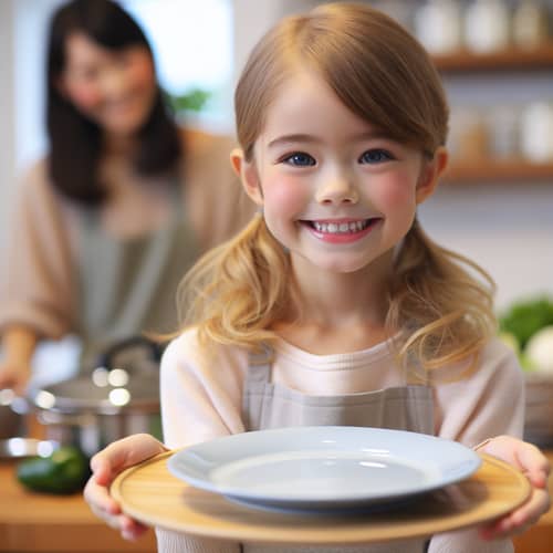 Smiling Little Girl Holding a Plate