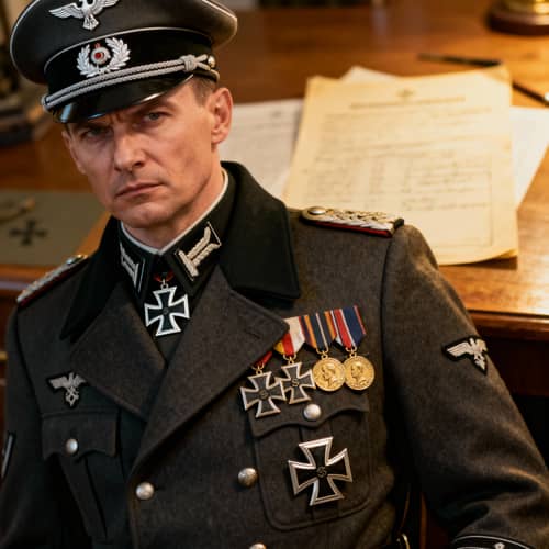 German WWII Officer Portrait with Medals