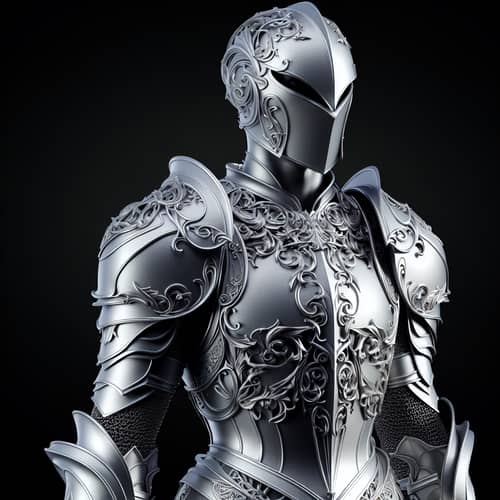 Intricate Silver Armor Warrior Illustration | 2D Battle-Ready Art