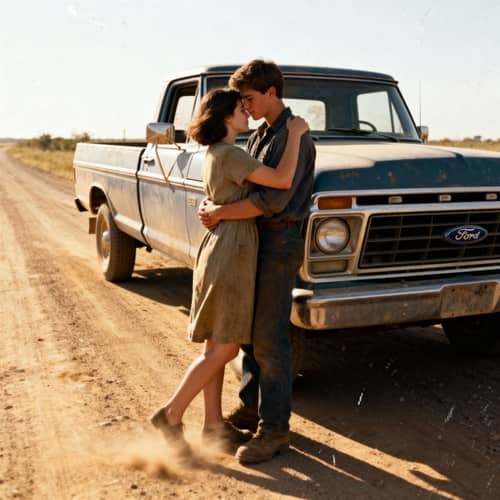 Rustic Romance: Couple by Old Ford Truck